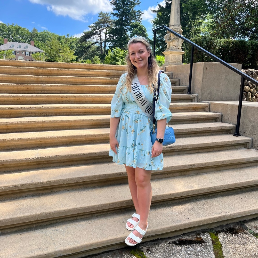 Amazon dress - blue and flowers